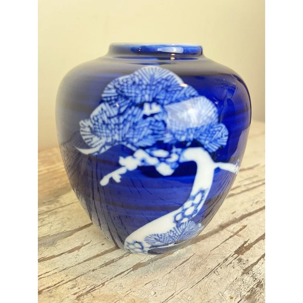 Vintage Takahashi San Francisco Hand-Painted Porcelain Bonsai Tree Vase